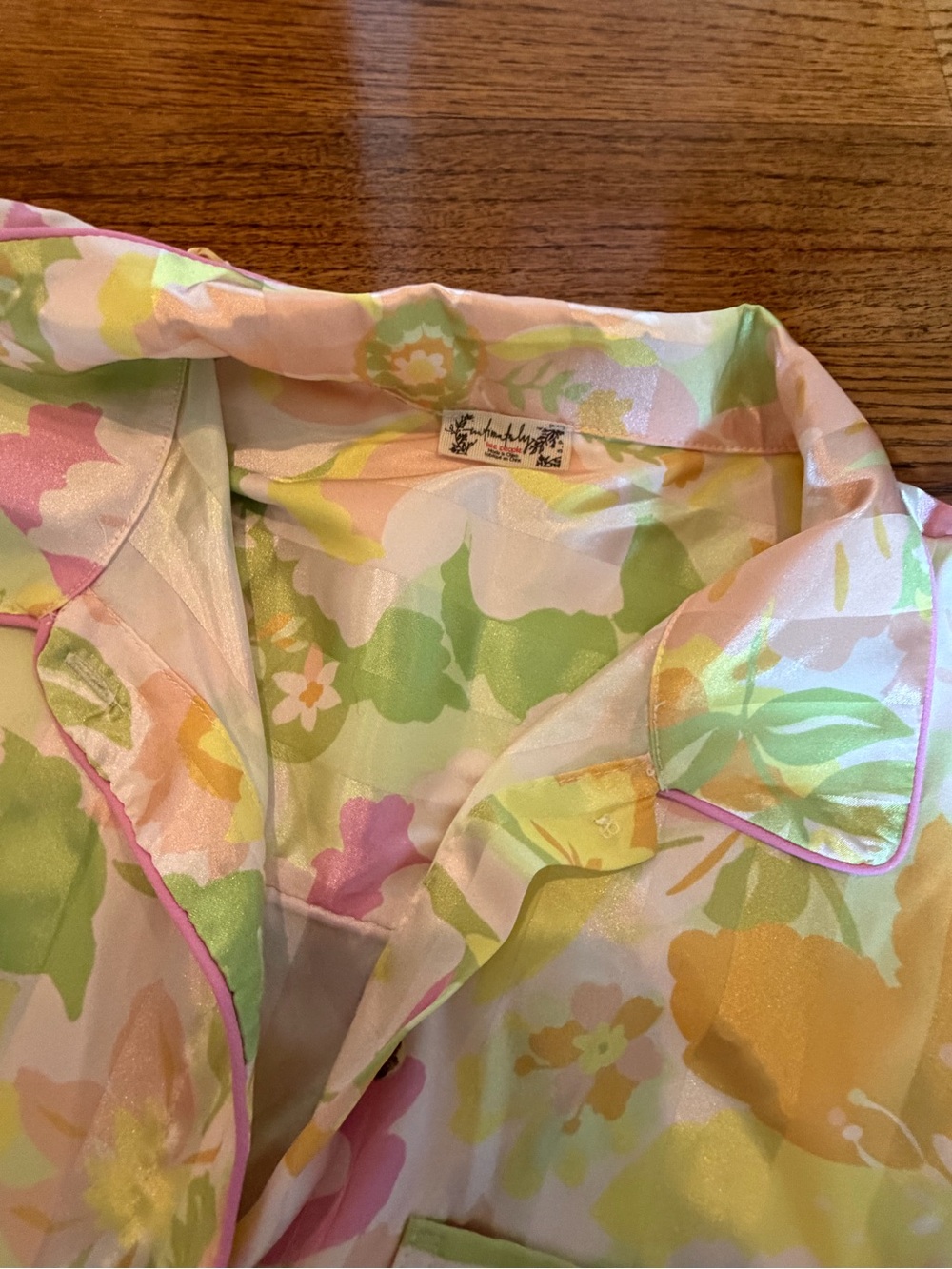 Free People Pillow Talk Satin Pajama Set in the "Lily Combo" - Picture 7 of 8